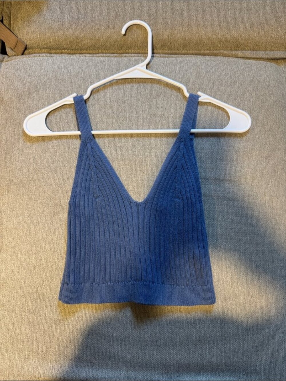 aerie Blue Ribbed V-Neck Knit Cami